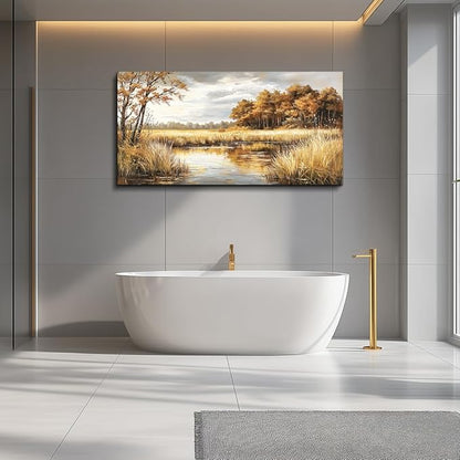ERQINHUA Large Canvas Printing Picture Wall Decor Painting Wall Art For Living Room Dining Room Decoration Lake Surface Landscape Painting Farmhouse Bedroom Office Mural Artwork Home Decor 24x48 In