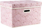 PRANDOM Collapsible Storage Boxes with Lids Fabric Decorative Storage Bins Cubes Organizer Containers Baskets with Cover Handles Divider for Bedroom Closet Living Room 14.9x9.8x9.8 Inch 1 Pack