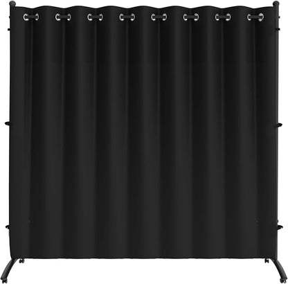 Room Divider, Curtain Privacy Screen with 360°Lockable Wheels 6FT Portable Room Divider Panel Freestanding Partition Divider Screen for Separator Wall Divider Bedroom Office (Black)
