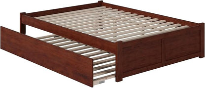 AFI Concord Queen Size Platform Bed with Footboard & Twin XL Trundle in Walnut