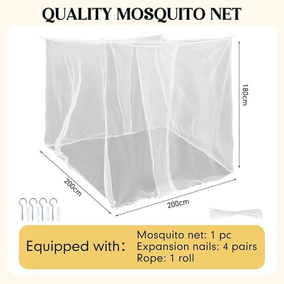 4 Corners Mosquito Net for Mosquiteros para Camas Bed Canopies Netting Bed Drapes Rectangular Mosquito Mesh for Camping Home Outdoor Travel(White B,L79 X W87 X H71 Inch,2 Opening)