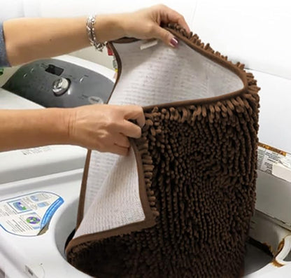 Muddy Mat® Shown on TV – Super Absorbent Microfiber Dog Door Mat for Muddy Paws, Non-Slip Washable Pet Rug, Quick Dry Chenille Entryway Carpet, Machine Washable Indoor Outdoor mat, Brown 59"x35"