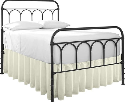 Cottingon Ruffled Bed Skirt with Split Corners-Dust Ruffle - 18" Drop 100% Microfiber Soft,Sheen & Luxurious Look - Bed Skirts (Ivory -King)