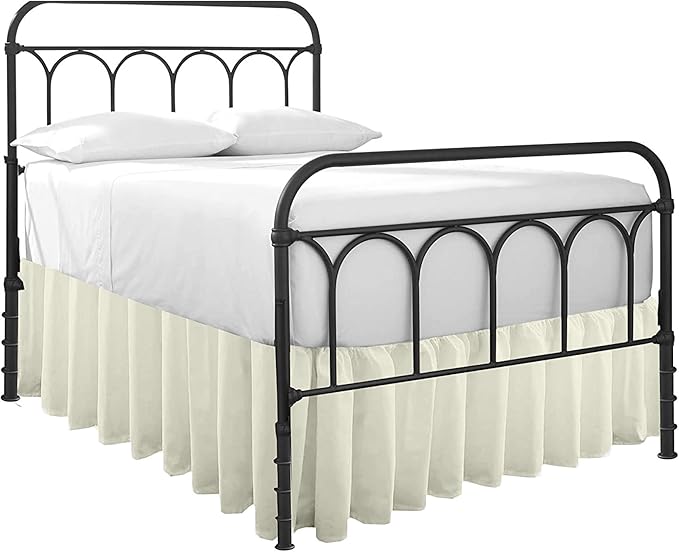 Ruffled Bed Skirt with Split Corners-Dust Ruffle - 21" Drop 100% Microfiber Soft,Sheen & Luxurious Look - Bed Skirts (Ivory -King)