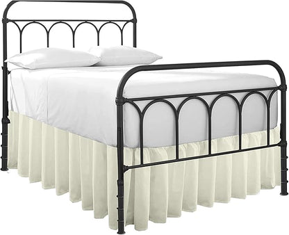Ruffled Bed Skirt with Split Corners-Dust Ruffle - 21" Drop 100% Microfiber Soft,Sheen & Luxurious Look - Bed Skirts (Ivory -King)