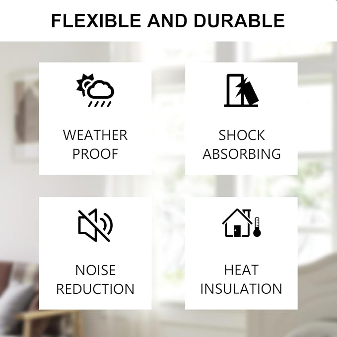 Weather Stripping Door Seal Strip, Strong Adhesive, Weatherproof, Reduce Noise, Gap Filler, Foam Insulation Tape for Doors and Windows (1/2 in x 1/2 in x 13 Ft)