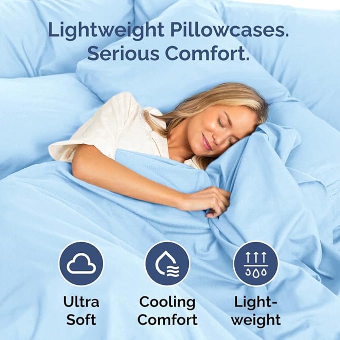Queen Pillow Cases Set of 6 - Ultra Soft Hotel Quality Pillowcase Covers - Comfy, Cozy & Wrinkle Free - Shrink, Stain & Fade Resistant - Machine Washable Pillow Protectors - 6 Piece Set - Light Blue