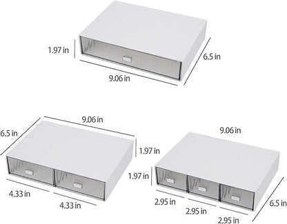 Desk Drawer Organizer, Stackable Office Supplies Desk Organizer, Plastic Plastic Storage Drawer, Desk Grocery Organizer For Stationery/Office Supplies (White, 3 Compartments)