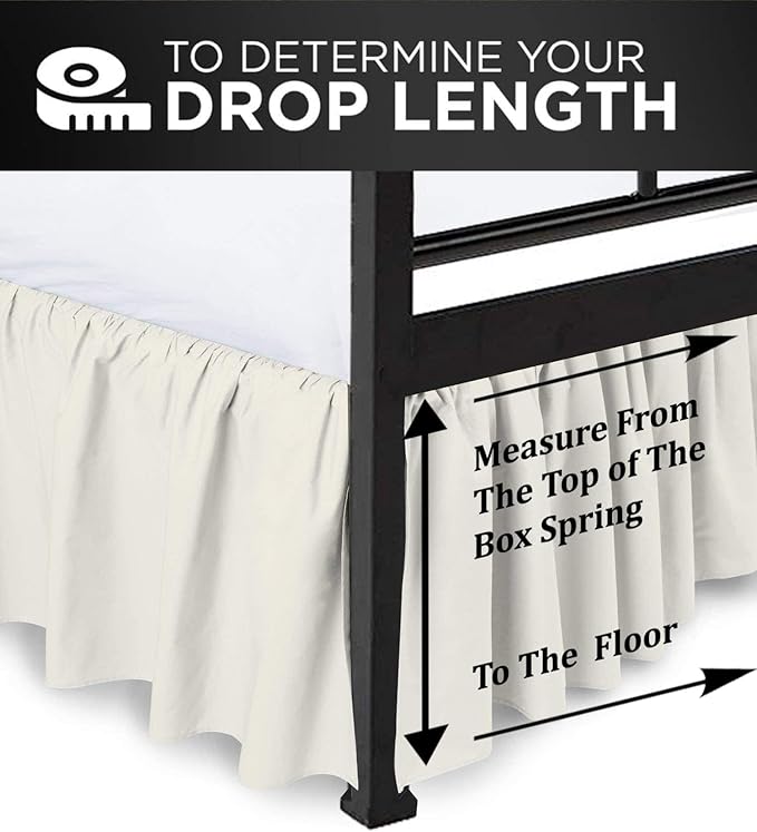 Ruffled Bed Skirt with Split Corners, Ivory, Full 18 Inch Drop Bedskirt, Hotel Quality Brushed Microfiber Wrinkle Free Dust Ruffle Bed Skirt Full Size
