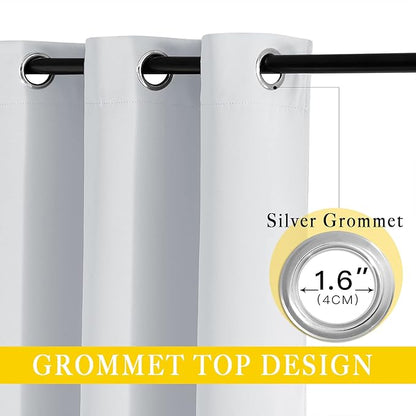NICETOWN Patio Door Curtain Room Darkening Drapes, Grommet Top Light Blocking Room Divider Curtain Panel for Bedroom/Living Room (Greyish White, W80 x L95, 1 Panel)
