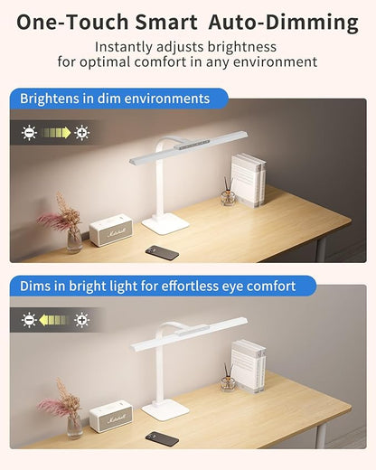 LED Desk Lamp with Base, 24W Brightness Touch Control Desk Light for Home Office, Eye-Caring Tall Adjustable Architect Lights for Reading, Drawing, Crafts, Gaming, Workbench, Study