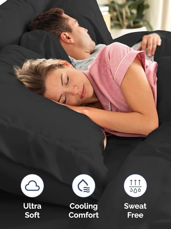 Extra Deep Twin Sheet Set - 4 Piece Breathable and Cooling Sheets - Hotel Luxury Bed Sheets Set - Easy & Secure Fit - Soft, Wrinkle Free and Comfy Sheets Set - Black Sheet Set with Extra Deep Pockets