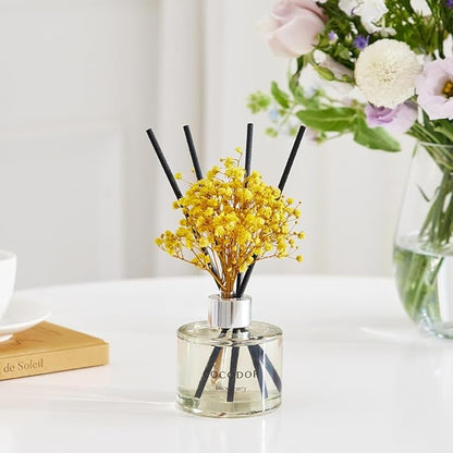 COCODOR Flower Reed Diffuser Set / 6.7oz / Clean Linen/Scent Diffuser with Sticks Home Fragrance Reed Diffuser for Bathroom Shelf Decor