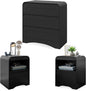3 Piece Bedroom Set, Dresser and Nightstand Sets for Bedroom, Wood 3 Drawer Dresser & Night Stand Set of 2, Wide Chest of Drawers Modern Storage Cabinet Bedroom Furniture Set, Black