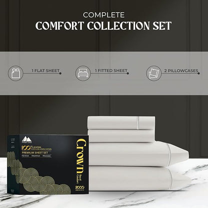 Mayfair Linen 100% Egyptian Cotton California King Sheets Set - 2000 Series Luxury Sheets Cal King Size Bed Set, Soft & Cooling, 17" Extra Deep Pocket Hotel Collection Sheet (4 PC, Light Grey)