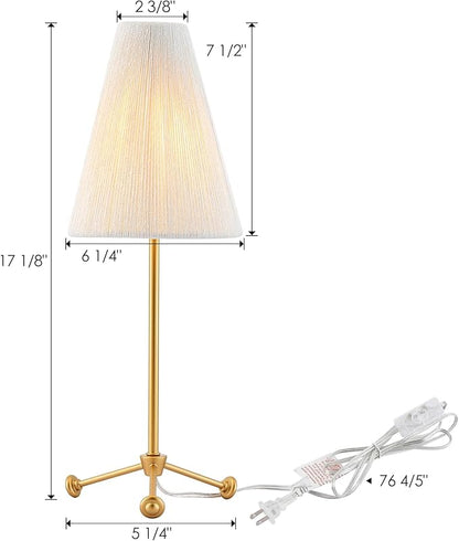 Small Minimalist Table Lamp for Bedroom, Cute Desk Lamp with Linen Rope Cone Lampshade, Boho Nightstand Lamp for Living Room, 1 Pack