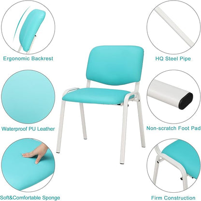 VINGLI Blue Waiting Room & Office Chairs - 10-Pack Stackable PU Set for Church, Conference Room, Lobby & Guest Reception Area