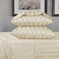 URBANHUT 800 Thread Count 100% Cotton Damask Full Size Sheets, 4 Piece Striped Full Size Bedsheets, Luxury Hotel Sheets Sateen Weave - Better Than Egyptian, 16" Elasticized Deep Pocket- Ivory