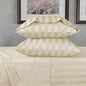 URBANHUT 800 Thread Count 100% Cotton Damask Queen Size Sheets, 4 Piece Striped Queen Size Bedsheets, Luxury Hotel Sheets Sateen Weave - Better Than Egyptian, 16" Elasticized Deep Pocket- Ivory