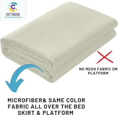 Ruffled Bed Skirt with Split Corners-Dust Ruffle - 24" Drop 100% Microfiber Soft,Sheen & Luxurious Look - Bed Skirts (Ivory -Twin)