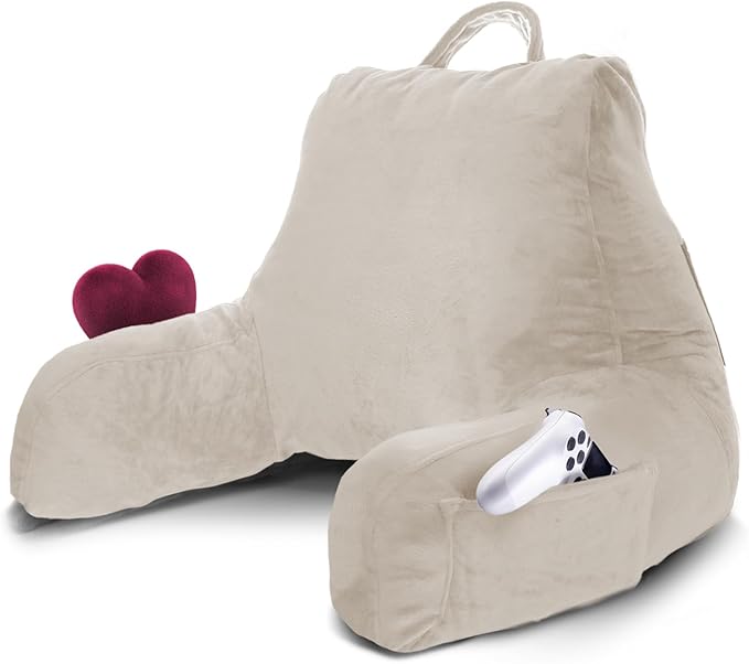 Nestl Reading Pillow for Kids & Teens with Shredded Memory Foam, Backrest Pillows for Reading, Watching, and Gaming, Use on The Couch, Bed, or Floor, Adjustable Support with Washable Cover Linen