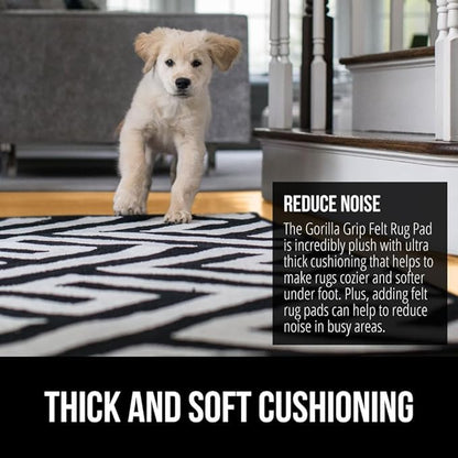 GORILLA GRIP Felt and Natural Rubber Stay in Place Slip Resistant Rug Pad, 1/8in Thick, 2x3 FT Protective Padding Under Area Rugs, Cushioned Gripper Pads, Carpet Runners, Hardwood Floors Protection