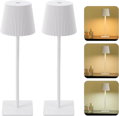 LUTEC 4 Pack Cordless Table Lamp,6000mAh Rechargeable Battery Operated Desk Lamp,Two Adjustable Heights,Waterproof, Touch Control & 3 Color Stepless Dimming for Restaurant/Bedroom/Bars/Outdoor (White)