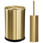 Maxdot 2 Pcs Gold Bathroom Trash Can with Flipping Lid 2.4 Gallon/9.1 L and Toilet Brush Set, Small Stainless Steel Garbage Trash Can Toilet Cleaner Brush Wastebasket Bin for Bathroom Bedroom Office