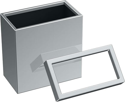 Gatco Modern Rectangle Wastebasket, Chrome - Stainless Steel Trash Can with Removable Lid, Leakproof, 3 Gallon Capacity for Bathroom, Bedroom, Kitchen, or Office