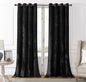 SMILETIME Black Crushed Velvet Curtains 52x84 inch Luxurious Thermal Insulated Soundproof Drapes for Living Room Bedroom Office Soft and Durable Light-Filtering Window Treatments, 2 Panels