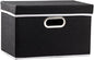 PRANDOM Foldable Storage Box with Lid [1-Pack] Fabric Collapsible Storage Bin Organizer Container Basket Cube with Cover for Home Bedroom Closet Office Nursery Black (14.9x9.8x9.8)
