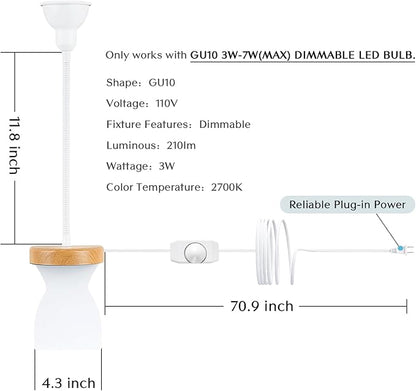 Solfres Patented Innovative Design Headboard Reading Light. No Drilling Golden Book Light for Bedtime Reading. Dimmable LED Book Reading Lamp with Bulb. Movable & Flexible, White