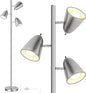 QiMH Tree Floor Lamp with 3 Light Bulbs, Standing Tall Pole Lamps for Living Room Bedroom Office, Reading Stand up Lamps with 3 Adjustable Arms,Brushed Nickel