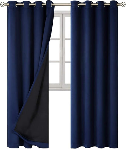 BGment Navy Blue Blackout Curtains 95 Inches Long 2 Panels Set for Living Room, Thermal Insulated 100% Light Blocking Curtains & Drapes, Grommet Soundproof Curtains for Bedroom Window, Each 52 Wide