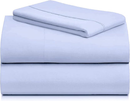 LuxClub 3 PC Twin XL Sheet Set, Deep Pockets Wrinkle Free Cooling Bed Sheets Hotel Bedding for Women, Men, Kids & Teens, Includes 1 Fitted Sheet, 1 Flat Sheet and 1 Pillowcase-Silky Soft Sky Blue