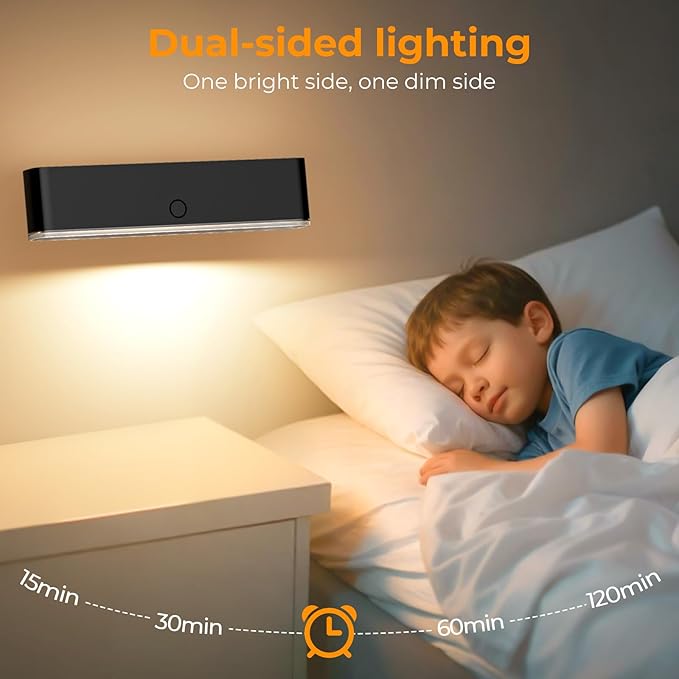 MOITA Battery Operated Wall Sconce Set of 2 Wireless Wall Lamp with Remote Control & Touch Control Rechargeable LED Wall Lights 3 Color Temperatures 360° Rotatable for Bedroom Living Room Black