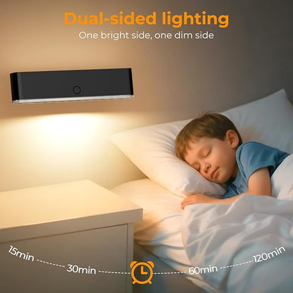 MOITA Magnetic Wireless Battery Operated Wall Sconce, Rechargeable Remote Control & Touch Control Wall Sconce, LED Wall Light for Bedroom, 3 Color Temperatures, 360° Rotatable (Black, 1-Pack)