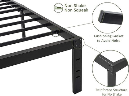 45MinST 18 Inch Maximum Storage Bed Frame/Reinforced Platform /3500lbs Heavy Duty/Easy Assembly/Mattress Foundation/Steel Slat/Noise Free, Twin