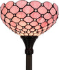 WERFACTORY Tiffany Floor Lamp Pink Stained Glass Pearl Bead Light 12X12X71 Inches Torchiere Standing Corner Torch Uplight Decor Bedroom Living Room Home Office S005P Series