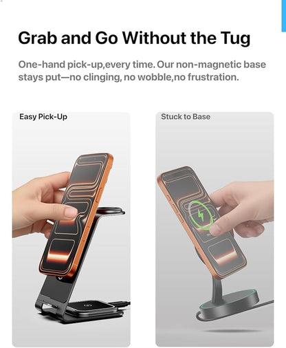Intoval Aluminum 3 in 1 Wireless Charging Station for iPhone 17 16 15 14 13 12 11 Pro Max XR, Wireless Charger for Apple Watch 11 10 9 8 7 Ultra SE 3 2, Phone Charger for AirPods 4 Pro 2 3 (Lavender)