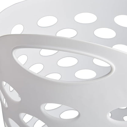 3 Pack Round Plastic Laundry Hamper with Handles, Lightweight & Flexible, 2.2 Bushels Large Capacity, Easy to Clean, Space Saving Laundry Basket for Bedroom, Dorm, Bathroom, White