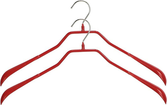 Mawa by Reston Lloyd BodyForm Series Non-Slip Space-Saving Clothes Hanger for Jackets, Suits and Coats, 16-1/2", Style 42/L, Red, Set of 2