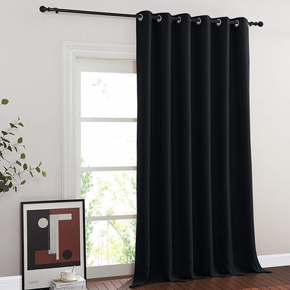 NICETOWN Black Out Sliding Door Curtain 102 inches Long, Grommet Thermal Insulated Patio Door Curtains Room Divider Drape Window Treatment for Bedroom/Living Room, 1 Panel, W80 x L102
