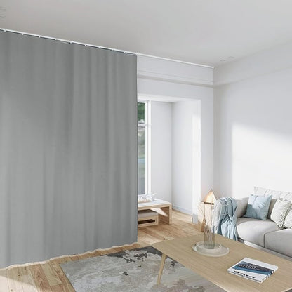 Room Divider Curtains Total Blackout Privacy Curtain Panel Room Thermal Insulated Noise Reduction Curtains for Bedroom Window Living Room Ceiling Track Curtain W 8.3 ft × H 8 ft Grey