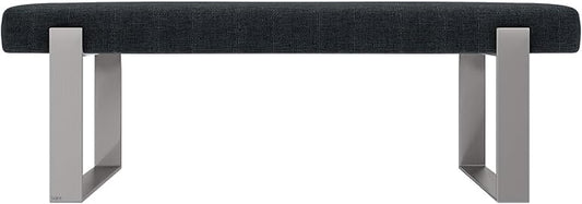 VANT Upholstered Bed Bench - Weave Blue Denim - Brushed Nickel - Contemporary Modern, Bedroom Bench Seat, Hallway, or Entryway