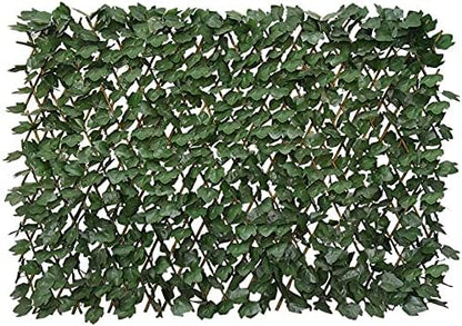 BYBAG Expandable Faux Ivy Fence Privacy Screen for Patio Outdoor Balcony Bedroom Decor,Artificial Dark Green Maple Leaves Wall Decoration Fencing Panel(Single Sided Leaves)