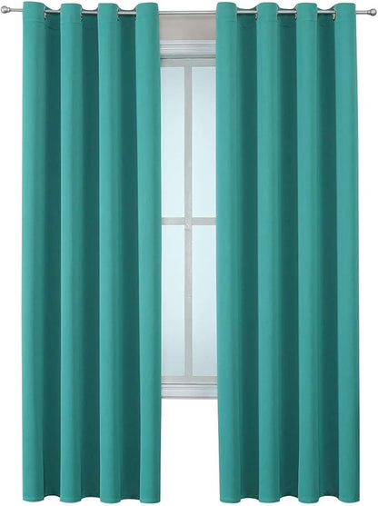 ChrisDowa Grommet Room Darkening Curtains for Bedroom and Living Room - 2 Panels Set Thermal Insulated Blackout Curtains (Teal, 52W x 72L)