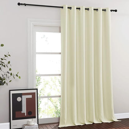 NICETOWN Sliding Door Curtain 108 inches Long, Blackout Patio Door Panel Privacy Thermal Insulated Sound Reducing Room Divider Drape for Bedroom/Living Room (1 Panel, Beige, W80 x L108)
