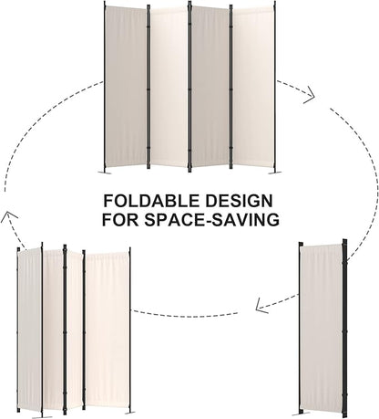 Room Divider, 4 Panel Folding Privacy Screen, 88” Portable Separating with 3 Metal Feet, Partition Room Dividers, Lightweight Freestanding Wall Divider Screen for Office Bedroom Hospital(White)