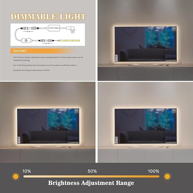 COB LED Strip, Warm White LED Strip Lights 16.4ft, 3000K COB LED Light Dimmable LED Strip, CRI92+, 8mm Width, 24V Flexible COB LED Tape Light for TV, Bedroom, Kitchen Cabinet, Closet, Home.